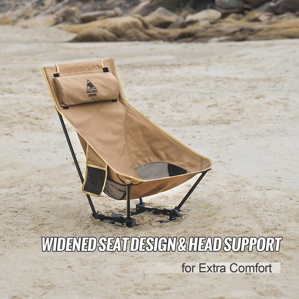 OneTigris Dragonhide Camping Chair with Pillow Design, Comfortable Widened Seat Folding Chair, 275 lbs Capacity