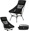 AnYoker Camping Chair Over Size, 2 Way Compact Backpacking Chair, Portable Folding Chair, Beach Chair with Side Pocket and headrest, Lightweight Hiking Chair 0166WBA (Black)