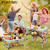 FURFIMU Small Folding Table,3 Adjustable Height Foldable Table,2Ft Portable Camping Table,Outdoor Folding Table with Net Mesh,Folding Beach Table,White Metal Folding Table for Patio BBQ