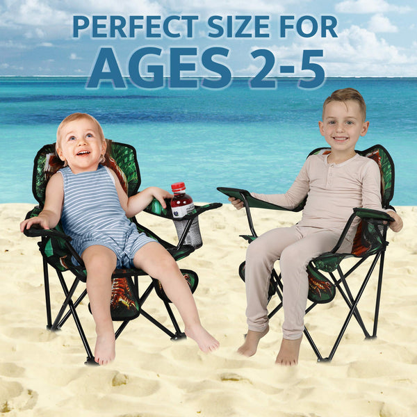 Toy To Enjoy Outdoor Dinosaur Chair for Kids – Foldable Children’s Chair for Camping, Tailgates, Beach, – Carrying Bag Included Mesh Cup Holder & Sturdy Construction. Ages 2 to 5 (Patent Pending)