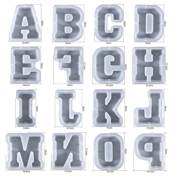 26 pcs 7 inch Letter Mold Alphabet Mold Letter Resin Mold Letter Candle Mold Letter Soap Mold Clay Mold Candle Making Molds Craft Supplies 3D Mold Silicone Mold for Resin Resin Casting Mold