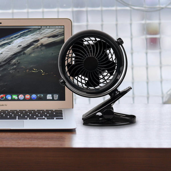 Gazeled Clip on Fan Battery Operated, 360° Rotation, with 8 Free AA Batteries, Quiet USB or Battery Operated Fan, 5'' Portable Battery Powered Clip on Fan for Camping, Stroller, Bedroom, Outdoor