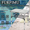 FURFIMU Small Folding Table,3 Adjustable Height Foldable Table,2Ft Portable Camping Table,Outdoor Folding Table with Net Mesh,Folding Beach Table,White Metal Folding Table for Patio BBQ