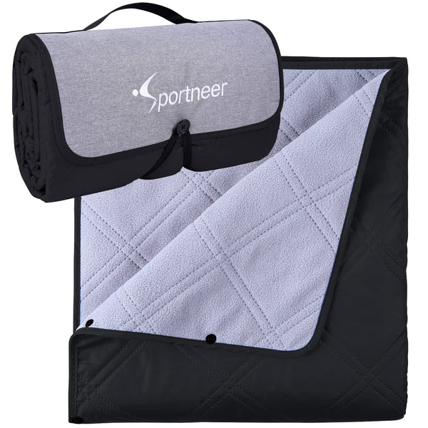 Sportneer Waterproof Outdoor Blankets, Camping Blanket 75" x 55" Warm Fleece Windproof Foldable Stadium Blanket for Beach Camping Hiking Park Patio Picnic Car Use