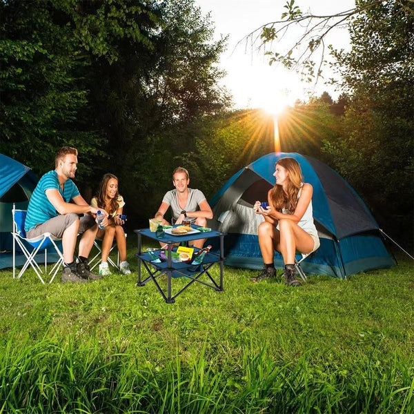 ZXFODX Folding Camping Table,Beach Tables for Sand Foldable,Camp Table,Comes with 4 Cup Holders and Storage Bags,Quick Unfolding and Folding,Suitable for Camping