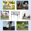 FURFIMU Small Folding Table,3 Adjustable Height Foldable Table,2Ft Portable Camping Table,Outdoor Folding Table with Net Mesh,Folding Beach Table,White Metal Folding Table for Patio BBQ