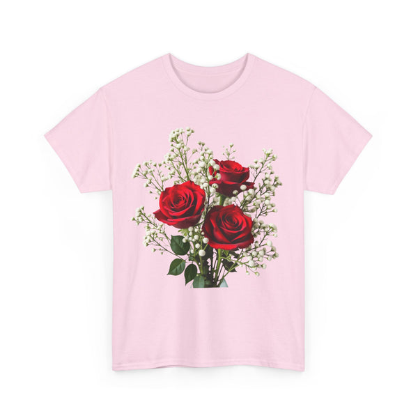 Wildflowers and Red Roses, Graphic T-Shirts for Women, Floral Shirt, Womens Short Sleeve, Ladies Graphic Tees #5127TTS