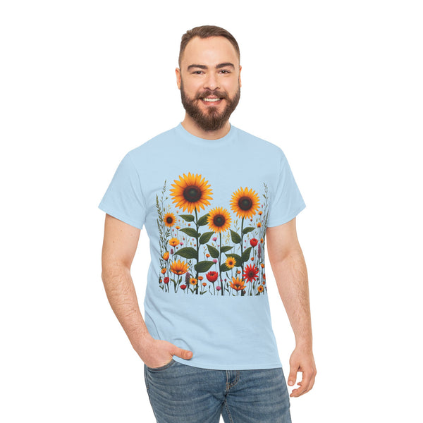 Sunflowers & Wildflowers, Graphic T-Shirts for Women, Floral Shirt, Womens Short Sleeve, Ladies Graphic Tees #5154TTS
