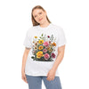 Wildflowers and Pink & Yellow Roses, Graphic T-Shirts for Women, Floral Shirt, Womens Short Sleeve, Ladies Graphic Tees #5150TTS