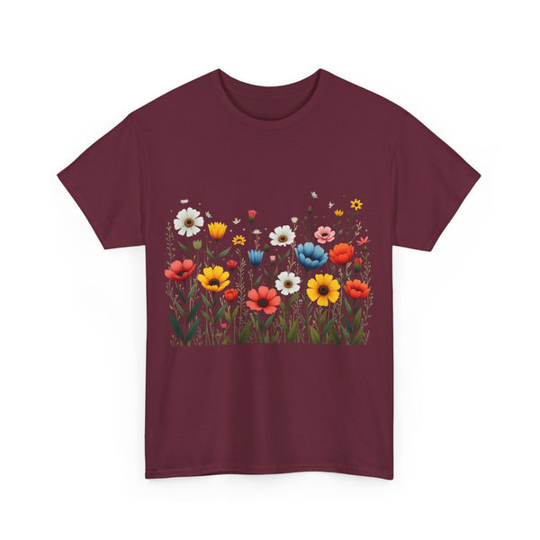 Wildflowers, Graphic T-Shirts for Women, Floral Shirt, Womens Short Sleeve, Ladies Graphic Tees #5114TTS
