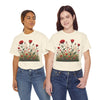 Wildflowers and Red Roses, Graphic T-Shirts for Women, Floral Shirt, Womens Short Sleeve, Ladies Graphic Tees #5032TTS