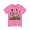 Wildflowers and Red Roses, Graphic T-Shirts for Women, Floral Shirt, Womens Short Sleeve, Ladies Graphic Tees #5032TTS