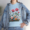 Wildflowers and Pink Roses, Graphic T-Shirts for Women, Floral Shirt, Womens Short Sleeve, Ladies Graphic Tees #5013TTS