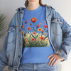 Wildflowers and Orange Roses, Graphic T-Shirts for Women, Floral Shirt, Womens Short Sleeve, Ladies Graphic Tees #5047TTS