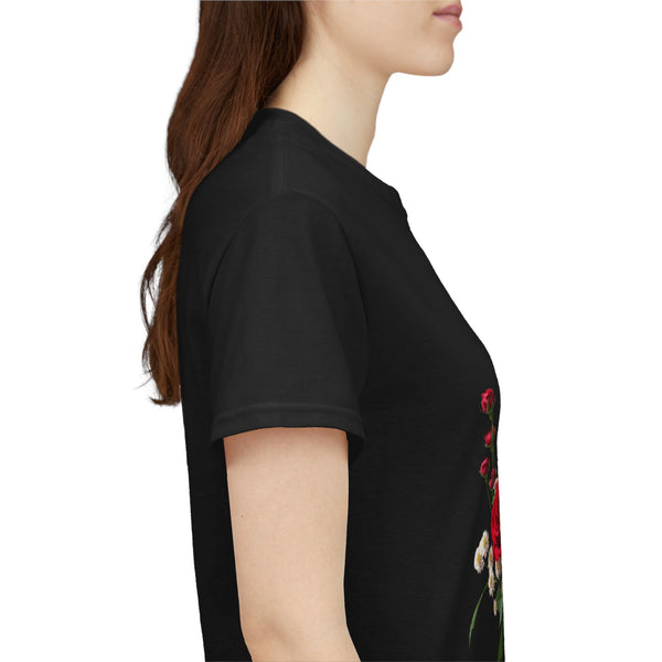 Wildflowers and Red Roses, Graphic T-Shirts for Women, Floral Shirt, Womens Short Sleeve, Ladies Graphic Tees #5130TTS