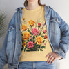 Wildflowers and Pink & Yellow Roses, Graphic T-Shirts for Women, Floral Shirt, Womens Short Sleeve, Ladies Graphic Tees #5142TTS