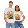 Wildflowers and Pink & Yellow Roses, Graphic T-Shirts for Women, Floral Shirt, Womens Short Sleeve, Ladies Graphic Tees #5141TTS