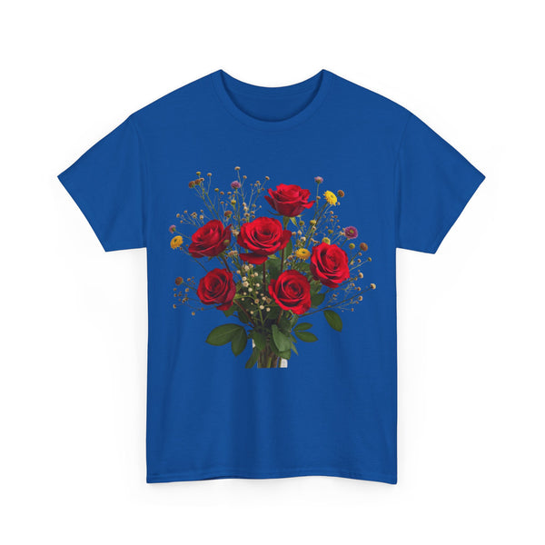 Wildflowers and Red Roses, Graphic T-Shirts for Women, Floral Shirt, Womens Short Sleeve, Ladies Graphic Tees #5131TTS