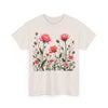 Wildflowers and Pink Roses, Graphic T-Shirts for Women, Floral Shirt, Womens Short Sleeve, Ladies Graphic Tees #5022TTS