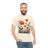 Wildflowers and Orange Roses, Graphic T-Shirts for Women, Floral Shirt, Womens Short Sleeve, Ladies Graphic Tees #5044TTS