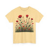 Wildflowers and Red Roses, Graphic T-Shirts for Women, Floral Shirt, Womens Short Sleeve, Ladies Graphic Tees #5032TTS