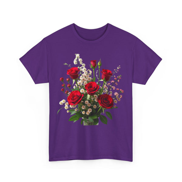 Wildflowers and Red Roses, Graphic T-Shirts for Women, Floral Shirt, Womens Short Sleeve, Ladies Graphic Tees #5130TTS