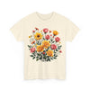 Wildflowers and Pink & Yellow Roses, Graphic T-Shirts for Women, Floral Shirt, Womens Short Sleeve, Ladies Graphic Tees #5139TTS