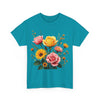 Wildflowers and Pink & Yellow Roses, Graphic T-Shirts for Women, Floral Shirt, Womens Short Sleeve, Ladies Graphic Tees #5146TTS