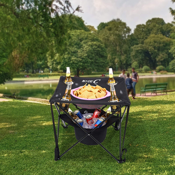 Nice C Camping Table with Cooler, Tailgating Table, Beach Table, Cooler with Table, Portable Table, Ultralight Compact with Carry Bag for Outdoor, Picnic