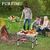 FURFIMU Small Folding Table,3 Adjustable Height Foldable Table,2Ft Portable Camping Table,Outdoor Folding Table with Net Mesh,Folding Beach Table,White Metal Folding Table for Patio BBQ