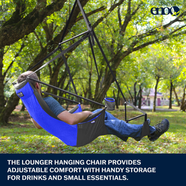 ENO Lounger Hanging Chair - Portable Outdoor Hiking, Backpacking, Beach, Camping, and Festival Hammock Chair - Royal/Charcoal