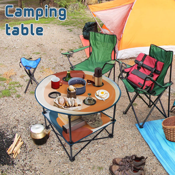 LESES Beach Table Tailgate Table Portable Picnic Table with 4 Cup Holders and Carrying Bags Folding Camping Tables That Fold Up Lightweight for Outdoors/Camping/Hiking