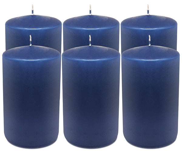Hyoola Midnight Blue Pillar Candles 3x6 Inch - 6 Pack Unscented Pillar Candles - European Made