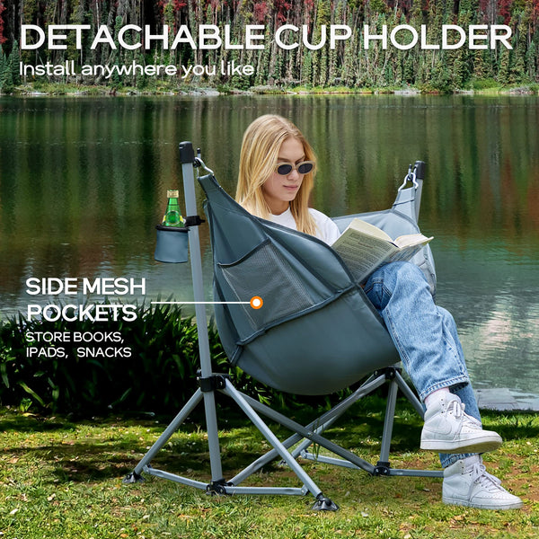PORTAL Hammock Camping Chair Folding Portable Swinging Chair with Cup Holder for Outdoor RV Lawn Backyard Patio,Support 350 lbs