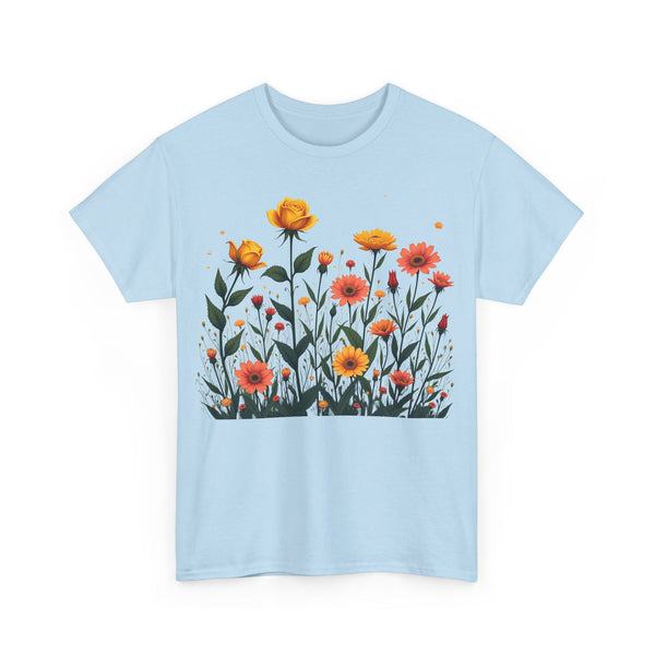 Wildflowers and Yellow Roses, Graphic T-Shirts for Women, Floral Shirt, Womens Short Sleeve, Ladies Graphic Tees #5026TTS