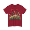 Wildflowers and Red Roses, Graphic T-Shirts for Women, Floral Shirt, Womens Short Sleeve, Ladies Graphic Tees #5032TTS