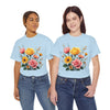 Wildflowers and Pink & Yellow Roses, Graphic T-Shirts for Women, Floral Shirt, Womens Short Sleeve, Ladies Graphic Tees #5146TTS