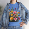 Wildflowers and Pink & Yellow Roses, Graphic T-Shirts for Women, Floral Shirt, Womens Short Sleeve, Ladies Graphic Tees #5150TTS
