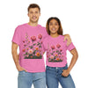 Wildflowers and Pink Roses, Graphic T-Shirts for Women, Floral Shirt, Womens Short Sleeve, Ladies Graphic Tees #5013TTS