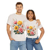 Wildflowers and Pink & Yellow Roses, Graphic T-Shirts for Women, Floral Shirt, Womens Short Sleeve, Ladies Graphic Tees #5146TTS