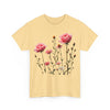 Wildflowers and Pink Roses, Graphic T-Shirts for Women, Floral Shirt, Womens Short Sleeve, Ladies Graphic Tees #5018TTS