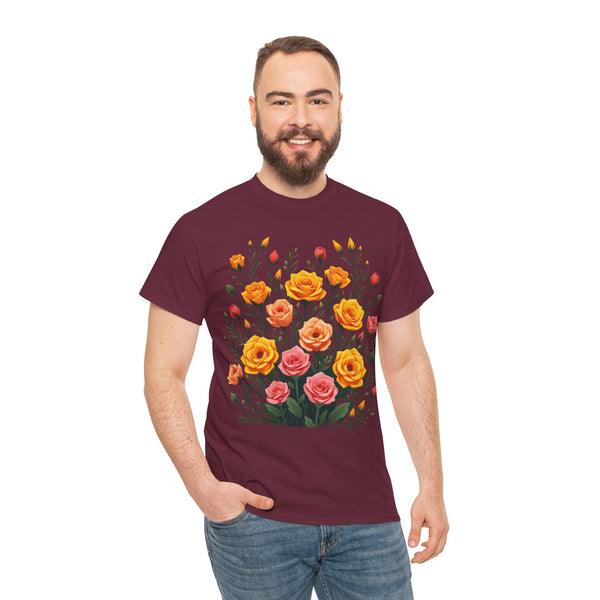 Wildflowers and Pink & Yellow Roses, Graphic T-Shirts for Women, Floral Shirt, Womens Short Sleeve, Ladies Graphic Tees #5140TTS