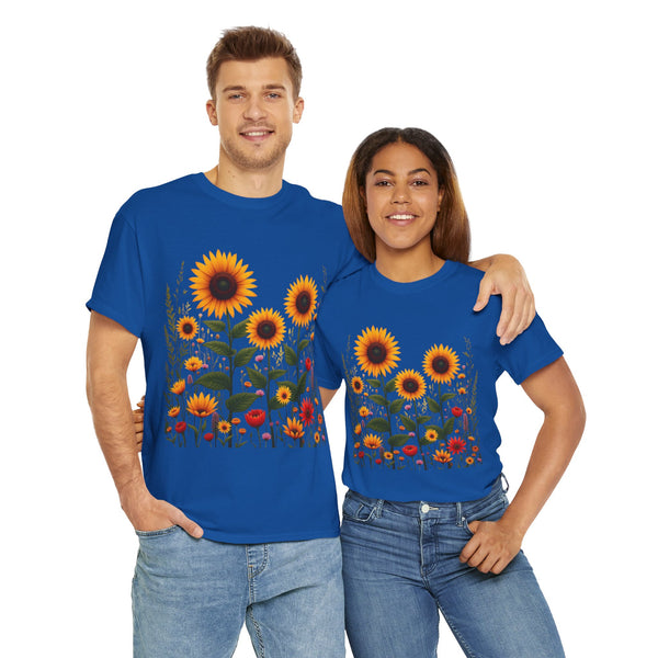 Sunflowers & Wildflowers, Graphic T-Shirts for Women, Floral Shirt, Womens Short Sleeve, Ladies Graphic Tees #5154TTS