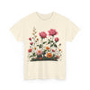 Wildflowers and Pink Roses, Graphic T-Shirts for Women, Floral Shirt, Womens Short Sleeve, Ladies Graphic Tees #5013TTS