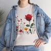 Wildflowers and a Red Rose, Graphic T-Shirts for Women, Floral Shirt, Womens Short Sleeve, Ladies Graphic Tees #5006TTS