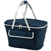 blue Picnic Basket closed with zipper folding handle