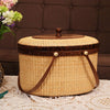 closed lid and basket oval wicker picnic basket