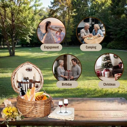 heart shaped natural wicker picnic basket 5 views