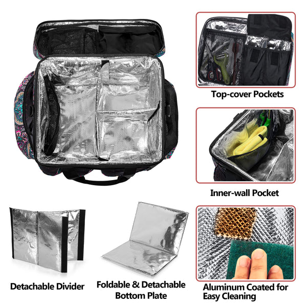 insulated inside picnic basket with dividers and pockets