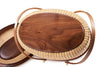 looking at bottom oval wicker picnic basket